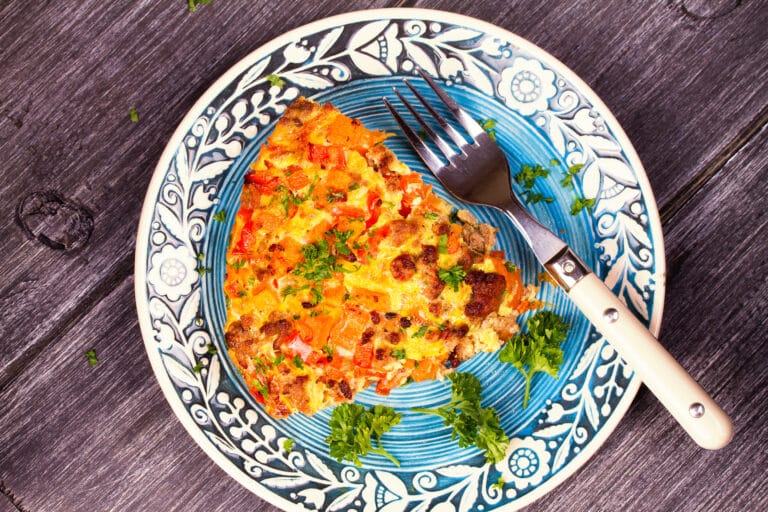 Butternut Squash, Chicken Sausage & Kale Quiche