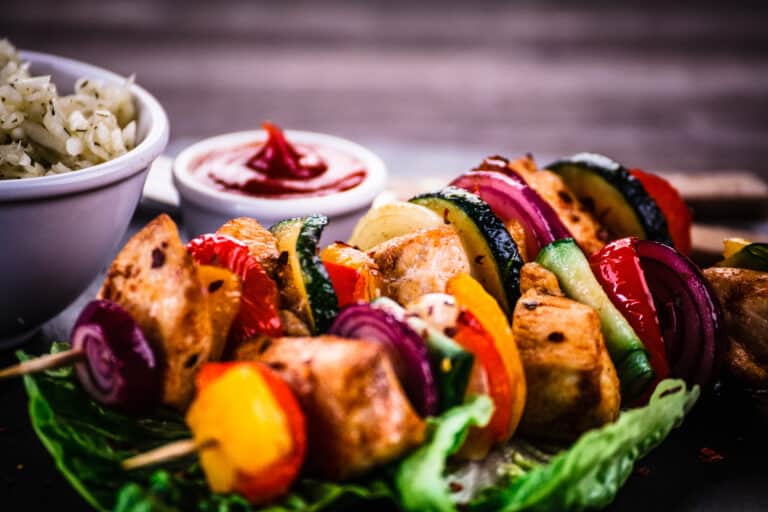 Grilled Mediterranean Chicken Vegetable Kabobs