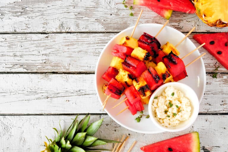 Grilled Fruit Skewer with Yogurt Dip